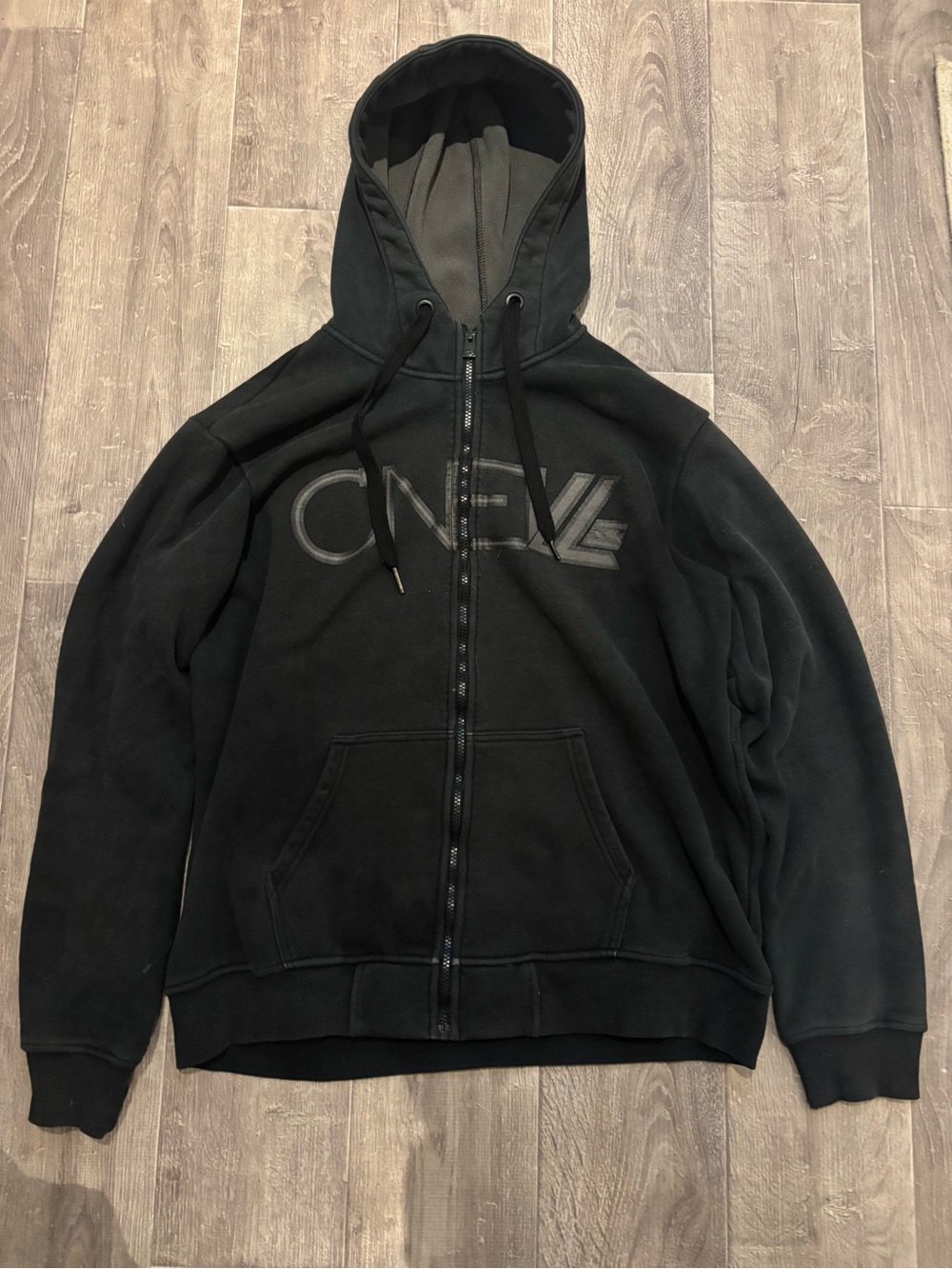 O'Neill Black Full-Zip Hooded Jacket with Logo